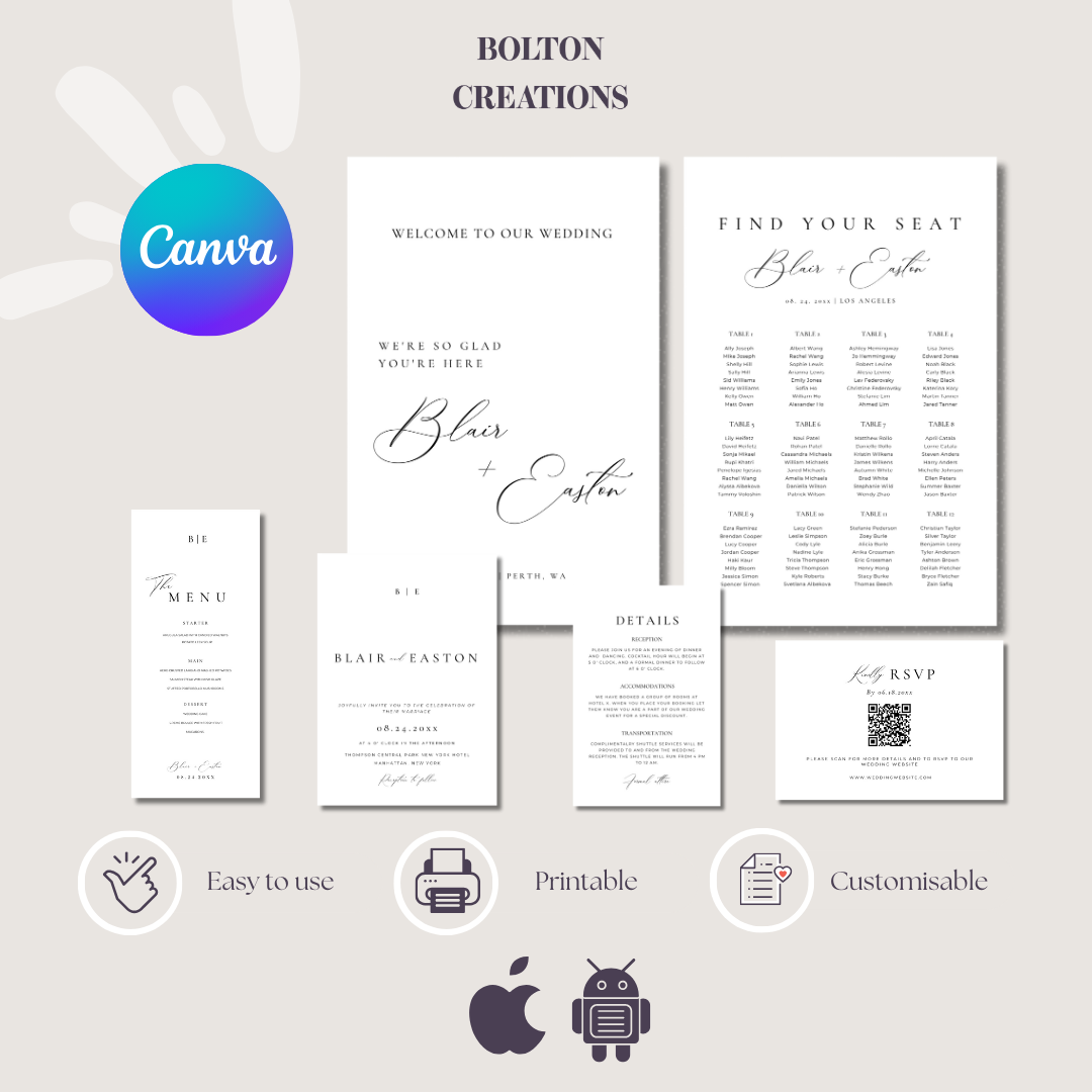 Monogram Invitation & Sign Template Bundle